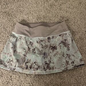 lululemon athletica Mint Floral Mesh Skater Skirt with Taupe Waistband